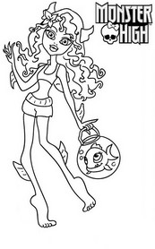 coloriage monster high lagoona blue en tenue de bain et son sac aquari